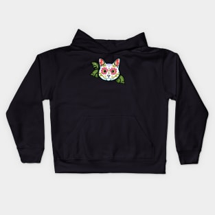 White Cat - Day of the Dead Sugar Skull Kitty Kids Hoodie